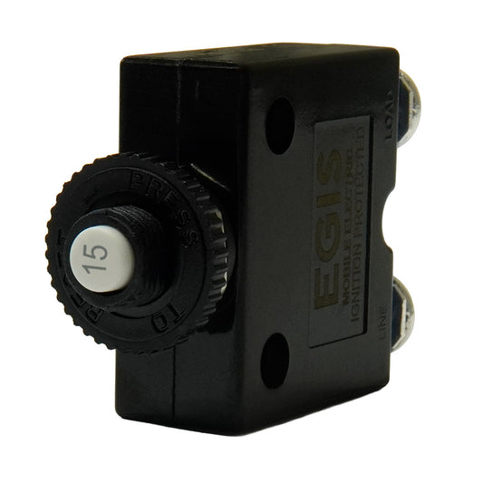 Egis 15A Push Button Panel Mount Circuit Breaker - Screw Terminals [4710-15]
