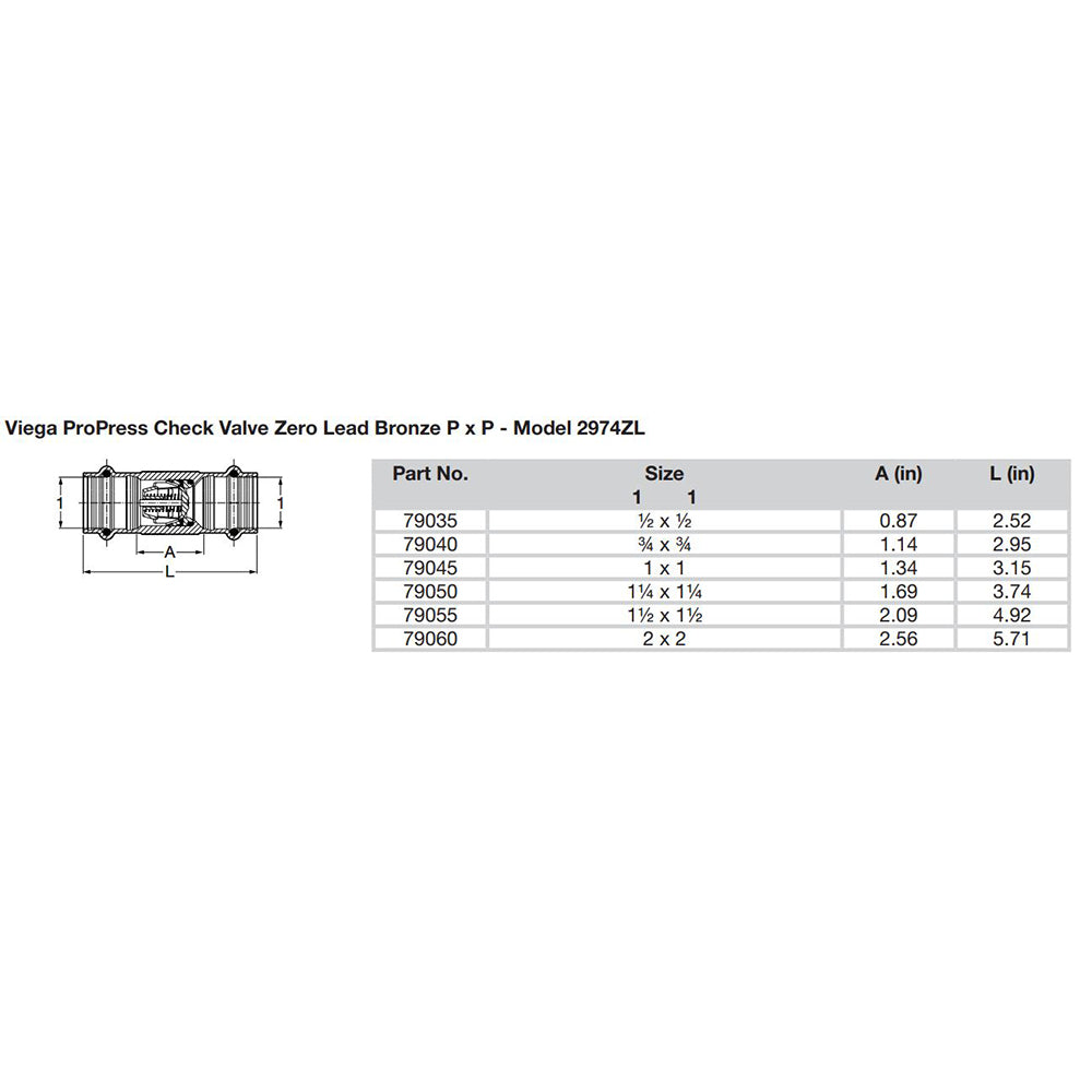 Viega ProPress 3/4" Zero Lead Check Valve - Double Press Connection - Smart Connect Technology [79040]