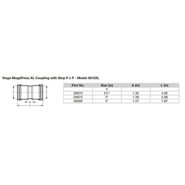 Viega MegaPress 4" Carbon Steel Coupling w/Stop w/FMK Double Press Connection - Smart Connect Technology [26680]