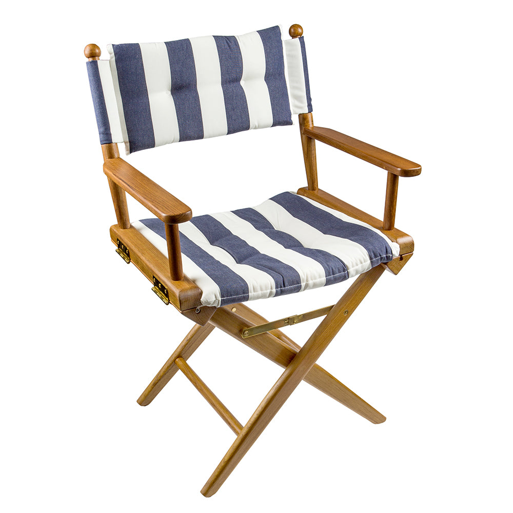 Whitecap Directors Chair w/Navy  White Cushion - Teak [61040]