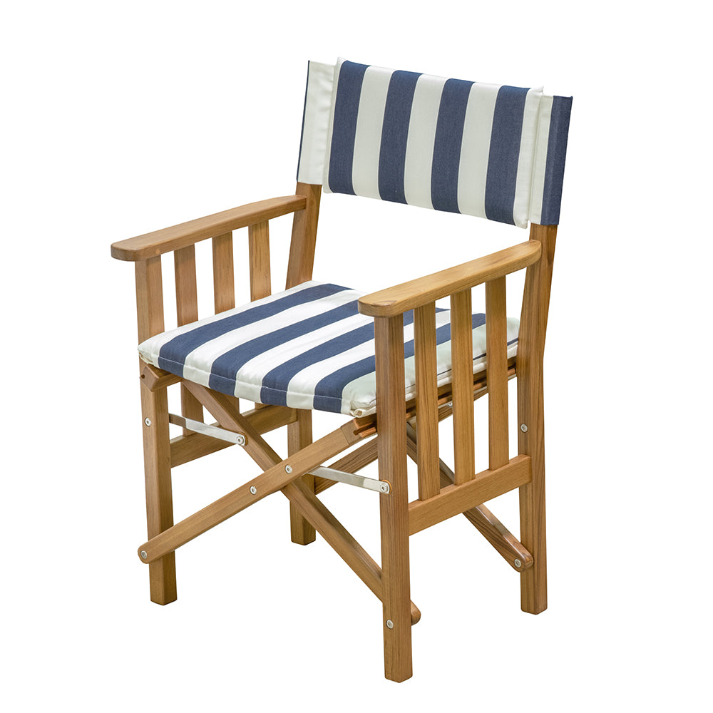 Whitecap Directors Chair II w/Navy  White Cushion - Teak [61050]