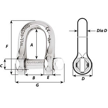 Wichard Captive Pin D Shackle - Diameter 6mm - 1/4" [01403]